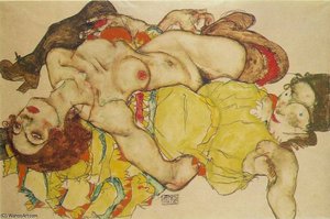 Two Women by Egon Schiele